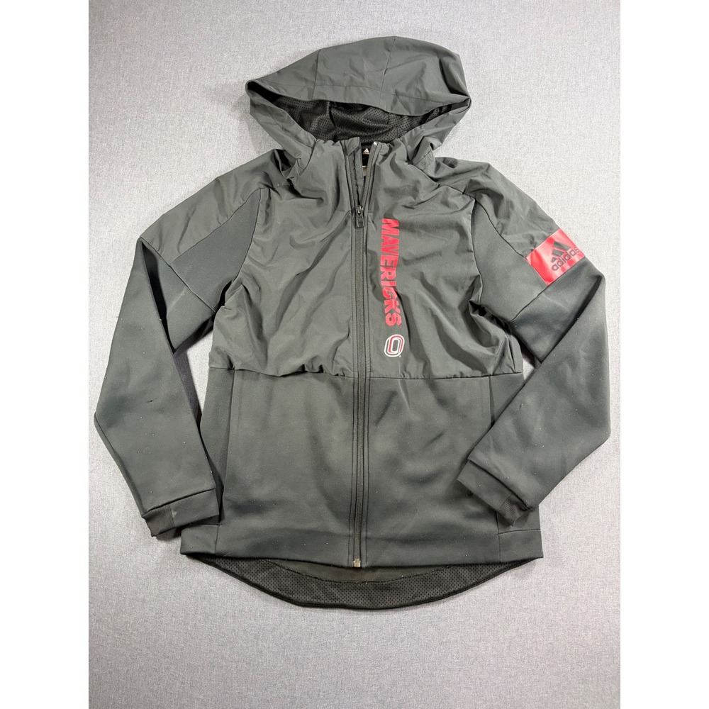 Adidas UNO Mavericks Full Zip Hooded Jacket Gray Black Women's Medium